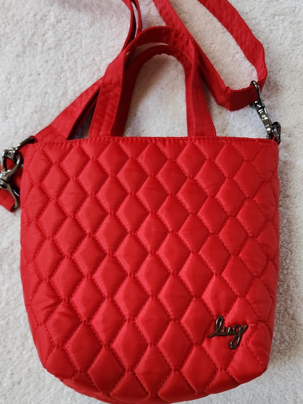 Lug Tiptoe Women' Quilted Red Crossbody Tote Preowned
